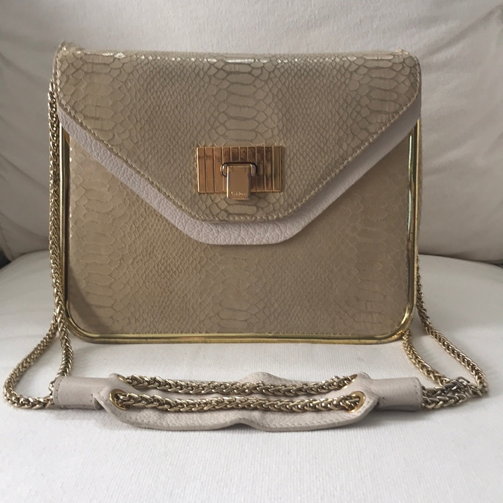 Large Chloe Sally Python Handbag in Cream
